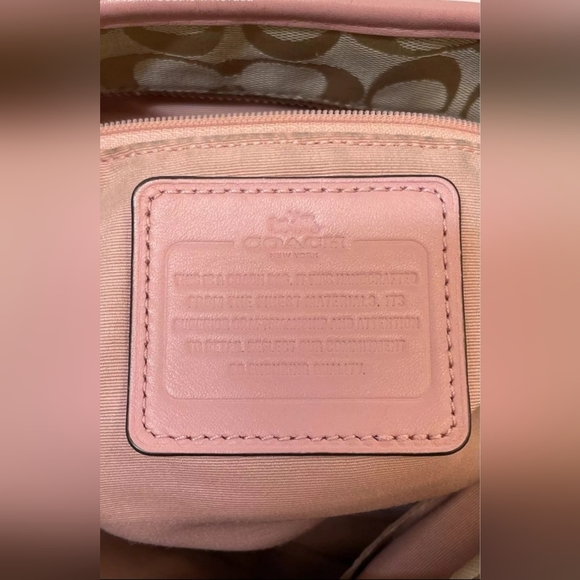 Coach Beige Pink Tan Monogram Tote Bag Handbag Purse - Picture 5 of 7